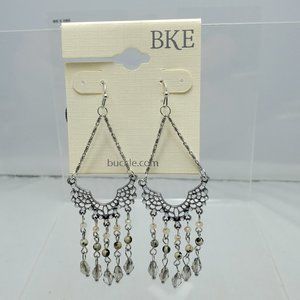 BKE fish hook silver pear-shape filigree chandelier earring